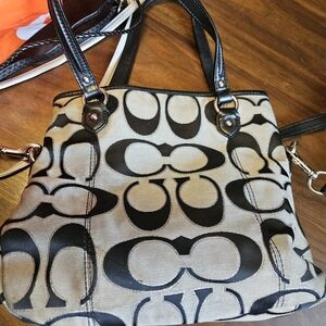 Vintage Coach Black and Tan Designer Bag - Some Wear On Inside